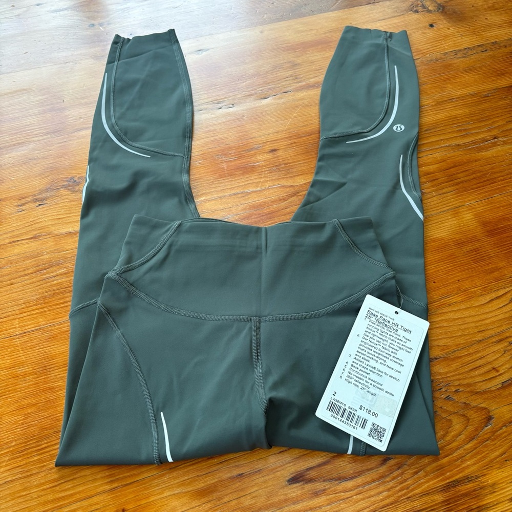Base Pace High-Rise Reflective Tight 25"‎ size 2 Green running new - Picture 8 of 10